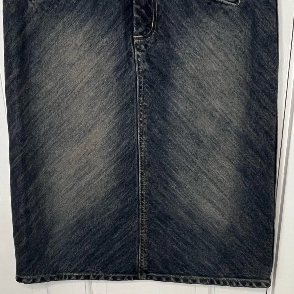 Jill Stuart Denim Jean Skirt Pencil Cowgirl Rodeo Western Distressed Size 8 Y2K